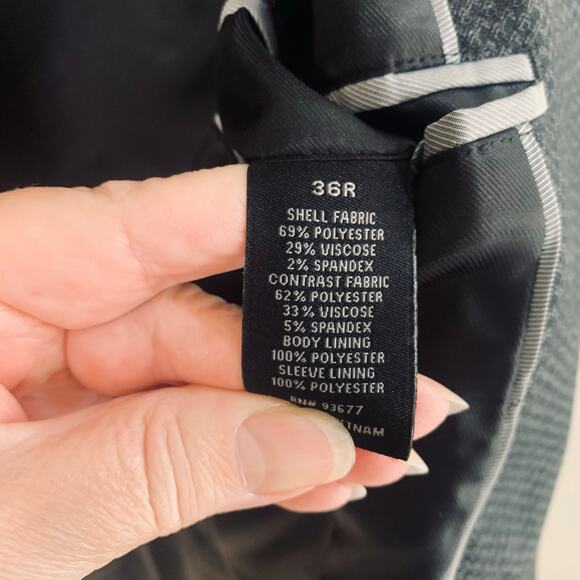 JF J. Ferrar Sz 36R Men's Slim Fit Sport Coat Blazer Jacket Black Career Travel - Picture 8 of 8